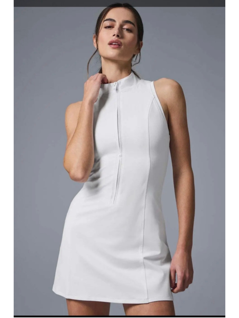 Women's Alo Yoga Soft Carefree 1/2 Zip Mini Dress in White
